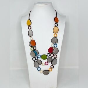 Handmade tagua necklace and earrings